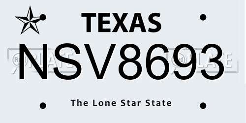 NSV8693 Texas License Plate