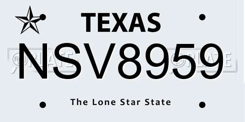 NSV8959 Texas License Plate