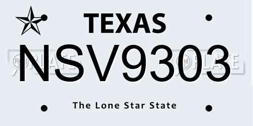 NSV9303 Texas License Plate