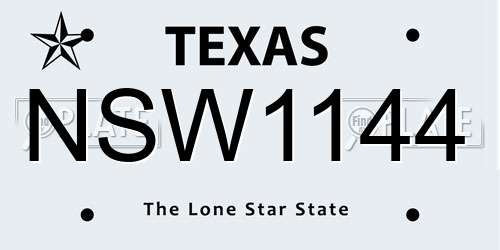 NSW1144 Texas License Plate