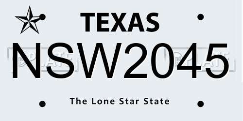 NSW2045 Texas License Plate