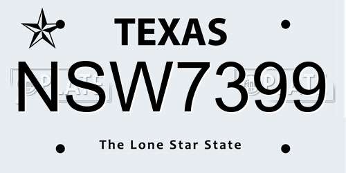 NSW7399 Texas License Plate