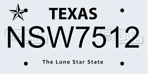 NSW7512 Texas License Plate