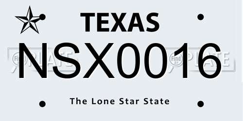 NSX0016 Texas License Plate