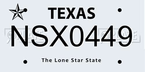 NSX0449 Texas License Plate
