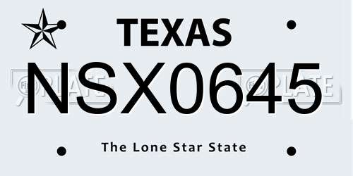 NSX0645 Texas License Plate