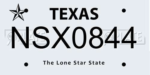 NSX0844 Texas License Plate