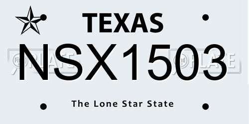 NSX1503 Texas License Plate