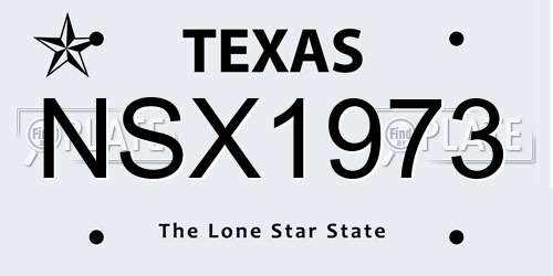 NSX1973 Texas License Plate
