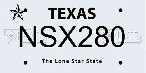 NSX280 Texas License Plate