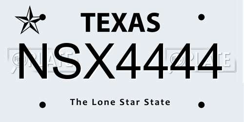 NSX4444 Texas License Plate