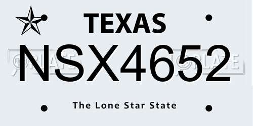 NSX4652 Texas License Plate