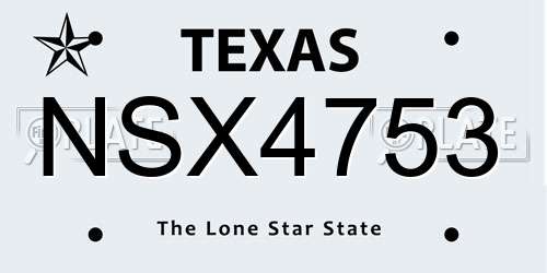 NSX4753 Texas License Plate