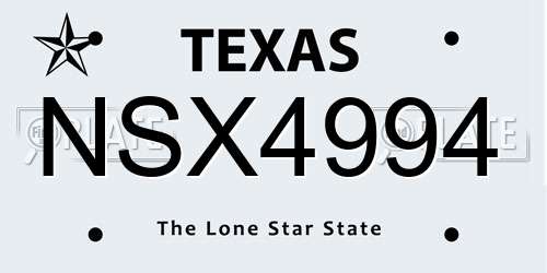 NSX4994 Texas License Plate
