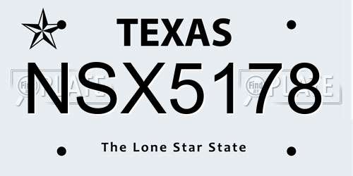 NSX5178 Texas License Plate