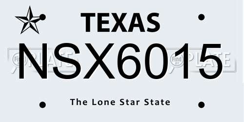 NSX6015 Texas License Plate