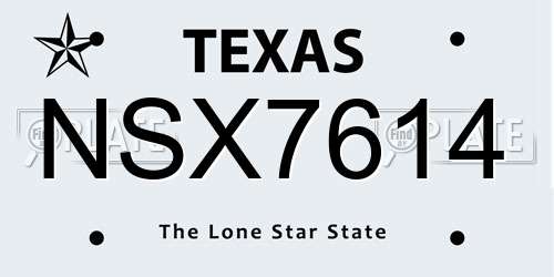 NSX7614 Texas License Plate