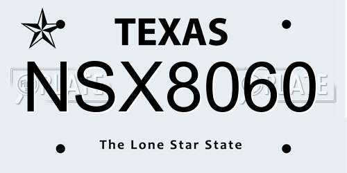 NSX8060 Texas License Plate