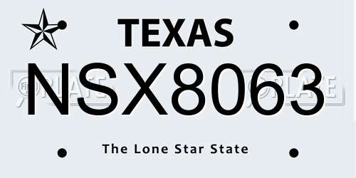 NSX8063 Texas License Plate