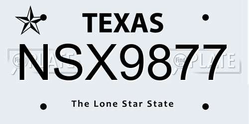 NSX9877 Texas License Plate