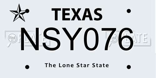 NSY076 Texas License Plate