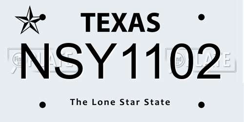 NSY1102 Texas License Plate