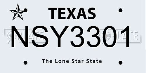 NSY3301 Texas License Plate