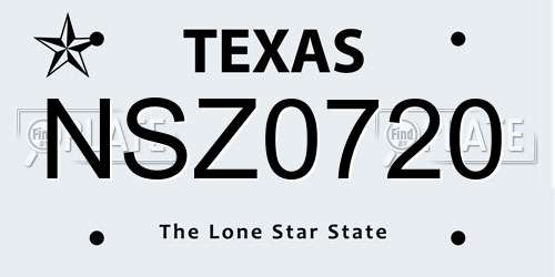NSZ0720 Texas License Plate