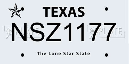 NSZ1177 Texas License Plate
