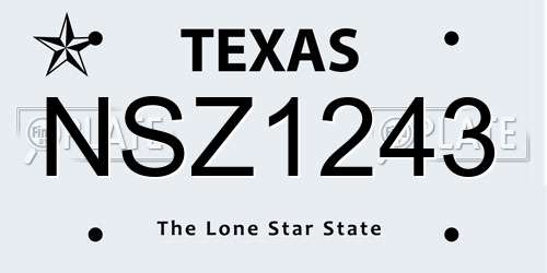 NSZ1243 Texas License Plate