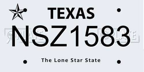 NSZ1583 Texas License Plate