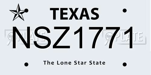 NSZ1771 Texas License Plate