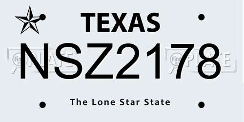 NSZ2178 Texas License Plate