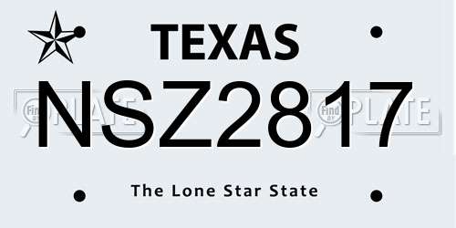 NSZ2817 Texas License Plate