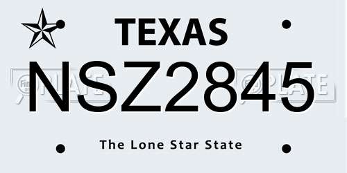 NSZ2845 Texas License Plate