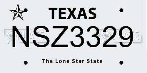 NSZ3329 Texas License Plate