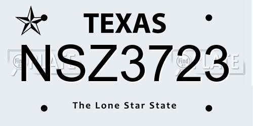 NSZ3723 Texas License Plate
