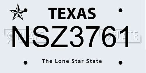 NSZ3761 Texas License Plate