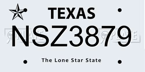 NSZ3879 Texas License Plate