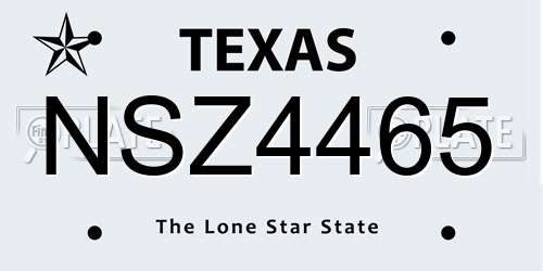 NSZ4465 Texas License Plate