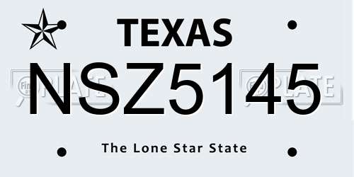 NSZ5145 Texas License Plate