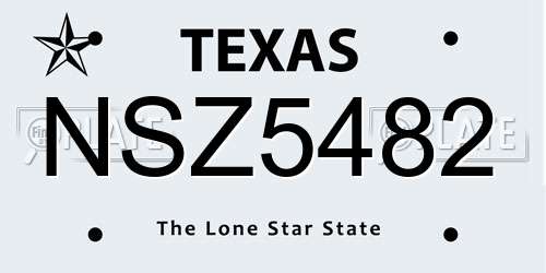 NSZ5482 Texas License Plate
