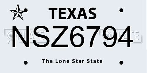 NSZ6794 Texas License Plate