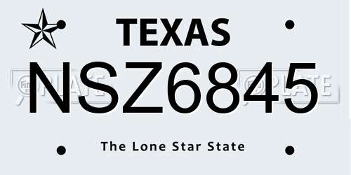 NSZ6845 Texas License Plate