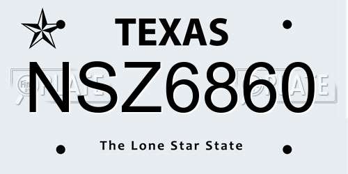 NSZ6860 Texas License Plate