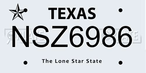 NSZ6986 Texas License Plate