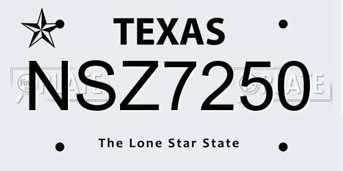 NSZ7250 Texas License Plate