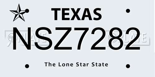 NSZ7282 Texas License Plate