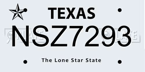 NSZ7293 Texas License Plate