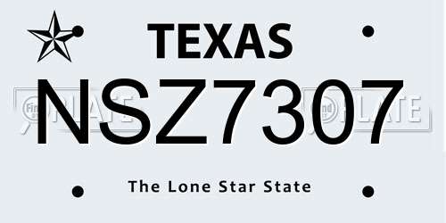 NSZ7307 Texas License Plate